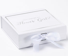 Will You Be My Flower Girl? Proposal Box White -  Border